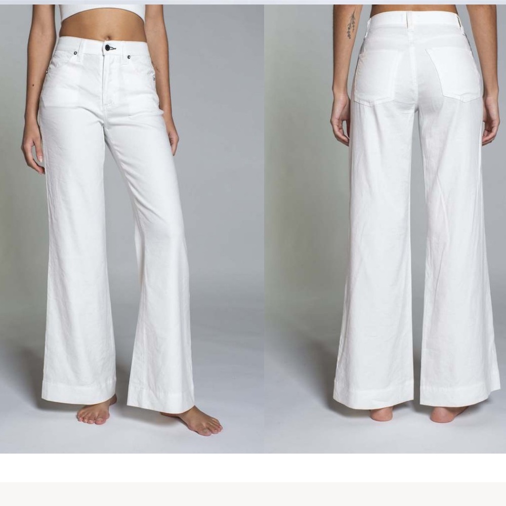 NEW ASKK NY Ivory Juniper wide leg Women's Jeans size 30